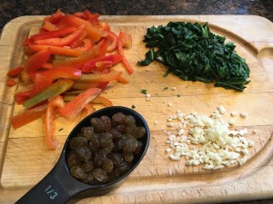 cabbage and dandelion stir fry ingredients